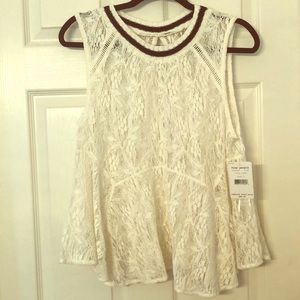 NEVER WORN - free people white lace shirt